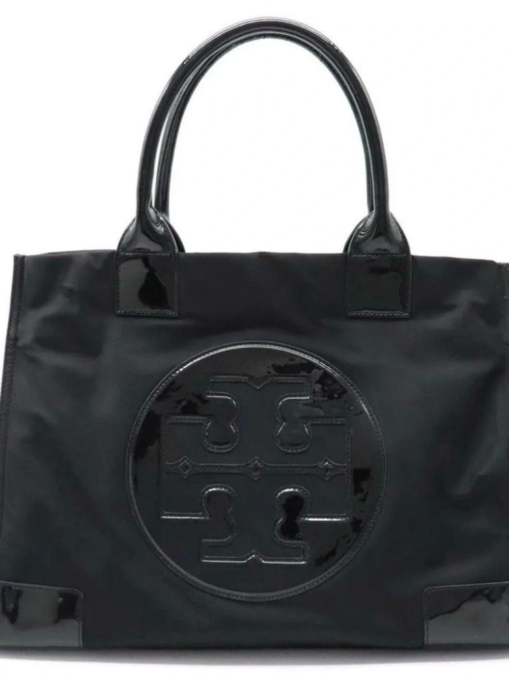 Tory Burch Black Patent Logo Tote